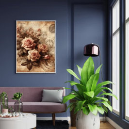 Monochroom Roos Elegant zwart-wit flore art Poster