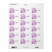 Monochroom roze bloemenadreslabel etiket (Full Sheet)