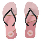 Monochroom roze kleurblok met verloop monogram teenslippers (Voetbed)