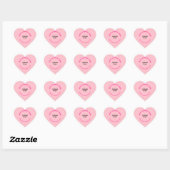 Monochroom roze merk met website op hart sticker (Vel)