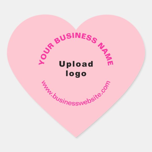 Monochroom roze merk met website op hart sticker (Voorkant)