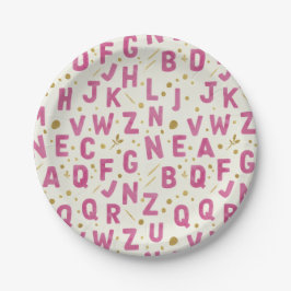Monochroom Roze Waterverf Alfabet Papieren Bordje