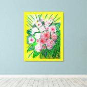 Monochroom, Rozen, Dianthus caryophyllus,  Gerb Canvas Afdruk (Insitu (Houten vloer))