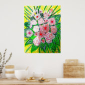 Monochroom, Rozen, Dianthus caryophyllus,  Gerb Poster (Keuken)