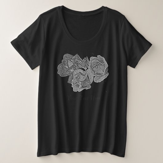 Monochroom rozen en rozen bloemknoppen grote maat t-shirt (Design voorkant)