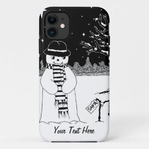 Monochroom sneeuwpop afbeelding voor Kerstmis Case-Mate iPhone Case