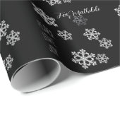 Monochroom Sneeuwvlok Kerstpatroon met Script Cadeaupapier (Rol Hoek)