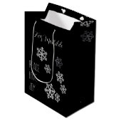 Monochroom Sneeuwvlok Kerstpatroon met Script Medium Cadeauzakje (Voorkant Gekanteld)