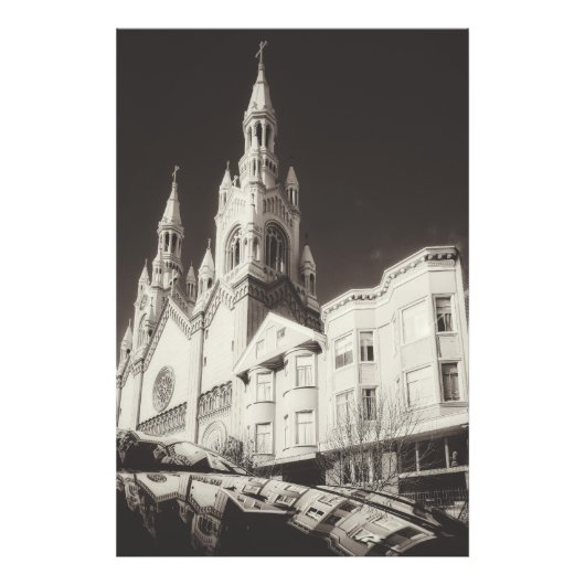 Monochroom St. Peter en Paul Katholieke Kerk Foto Afdruk (Voorkant)