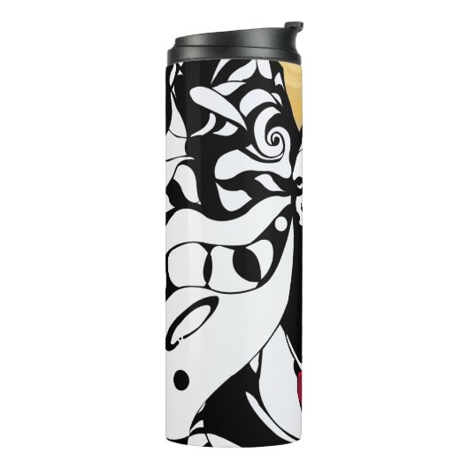 Monochroom surrealisme: Gotisch design Thermosbeker (Gedraaid links)