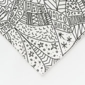 monochroom Symmetrisch Doodle Mandala Zwart & Wit Fleece Deken (Hoek)