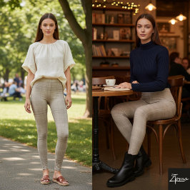 Monochroom Taupe Geruit Horizontale Textuur Leggings