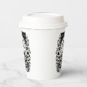 Monochroom "The Coffee" skelet Tarot Kaart | Papieren Bekers (Links)