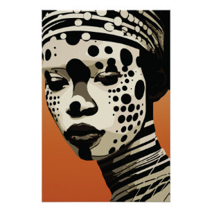 Monochroom Tribale Vrouwen Portret Kunst Perfect Poster