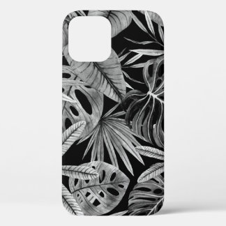Monochroom Tropisch, Waterverf bladeren textuur. Case-Mate iPhone Case