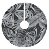 Monochroom Tropisch, Waterverf bladeren textuur. Kerstboom Rok (Voorkant)