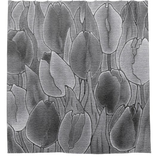 Monochroom Tulps Design Shower Curtain Douchegordijn (Voorkant)