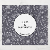 Monochroom van chroomvormig bloemkool likeurfles etiket (Enkel label)