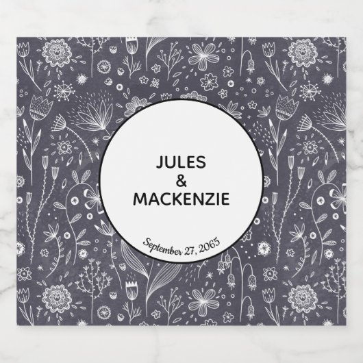 Monochroom van chroomvormig bloemkool likeurfles etiket (Enkel label)