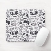 Monochroom videogame Doodle-muismat  Muismat (Met muis)
