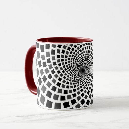 Monochroom vierkante vortex mok (Voorkant links)