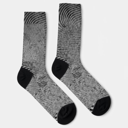 Monochroom Vingerafdrukpatroon Sokken (Rechts)