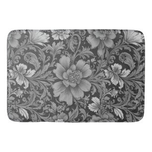Monochroom vintage bloempatroon badmat