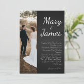 Monochroom Vintage Minimalistisch Zwart&Wit Trouwe Kaart (Staand voorkant)