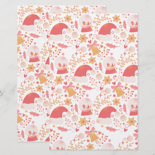 Monochroom Vrolijk: Kerst Doodle Art Collectie Briefpapier (Voorkant / Achterkant)