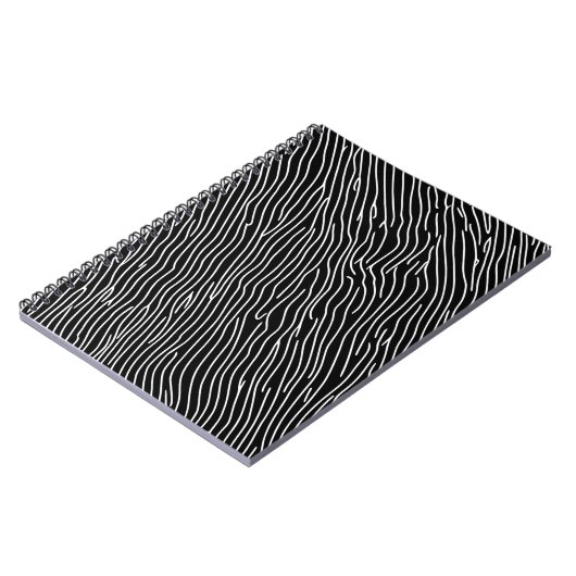 monochroom Wavy Lines-Notitieboek Notitieboek (Linkerzijde)