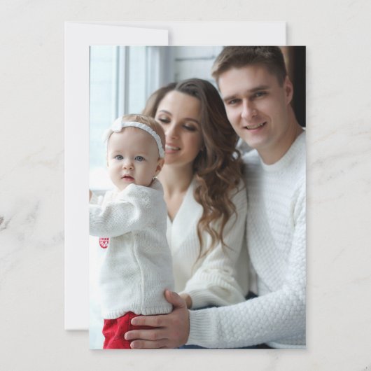 Monochroom Winter Kerstfeest Fotouitnodiging Feestdagenkaart (Achterkant)