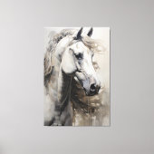 Monochroom wit paard | Het grote Schilderen van de Canvas Afdruk (Voorkant)