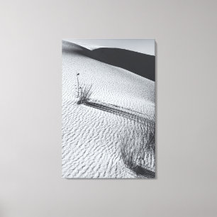 Monochroom woestijnlandschap met grasplukjes canvas afdruk