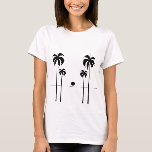 "Monochroom Zonsondergang Palmen" T-shirt (Voorkant)