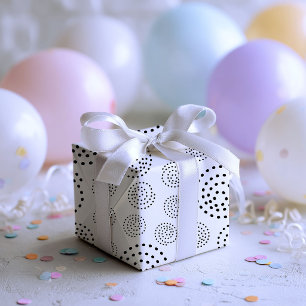 Monochroom zwart geometrisch wervelend patroon cadeaupapier