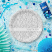 Monochroom zwart geometrisch wervelend patroon papieren bordje (Feest)