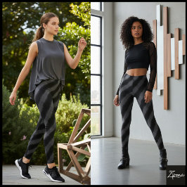 Monochroom zwart grijs diagonale glitch streep leggings