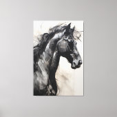 Monochroom zwart paard | Het grote Schilderen van Canvas Afdruk (Voorkant)