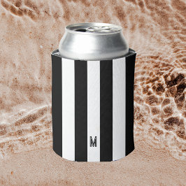 Monochroom zwart-wit cabana streepmonogram blikjeskoeler