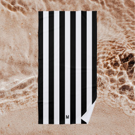 Monochroom zwart-wit cabana streepmonogram strandlaken