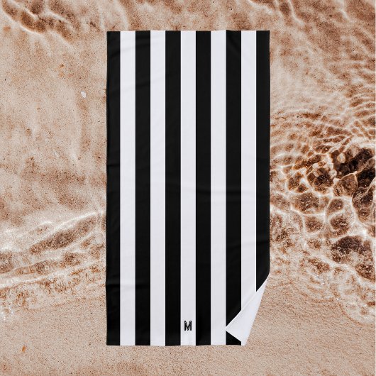 Monochroom zwart-wit cabana streepmonogram strandlaken