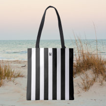 Monochroom zwart-wit cabana streepmonogram