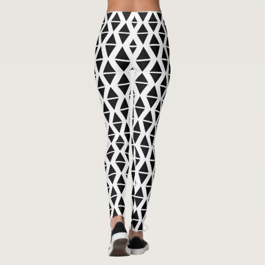 Monochroom Zwart-wit Driehoek Leggings (Achterkant)