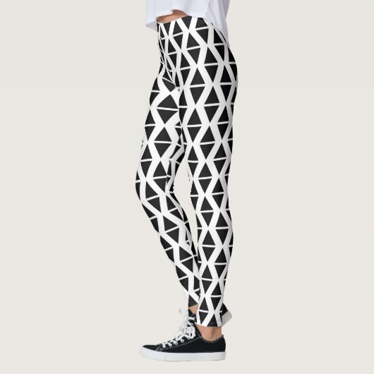 Monochroom Zwart-wit Driehoek Leggings (Links)