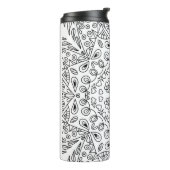 Monochroom Zwart-wit Lijn Kunstpatroon Thermosbeker (Gedraaid links)