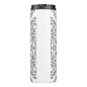 Monochroom Zwart-wit Lijn Kunstpatroon Thermosbeker (Achterkant)