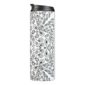 Monochroom Zwart-wit Lijn Kunstpatroon Thermosbeker (Geroteerd rechts)