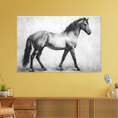 Monochroom Zwart Wit Paarden | Grote kunst aan de  Canvas Afdruk (Insitu (Woonkamer))