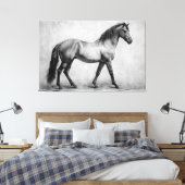 Monochroom Zwart Wit Paarden | Grote kunst aan de Canvas Afdruk (Insitu (Slaapkamer))
