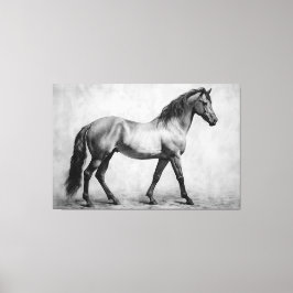 Monochroom Zwart Wit Paarden | Grote kunst aan de Canvas Afdruk
